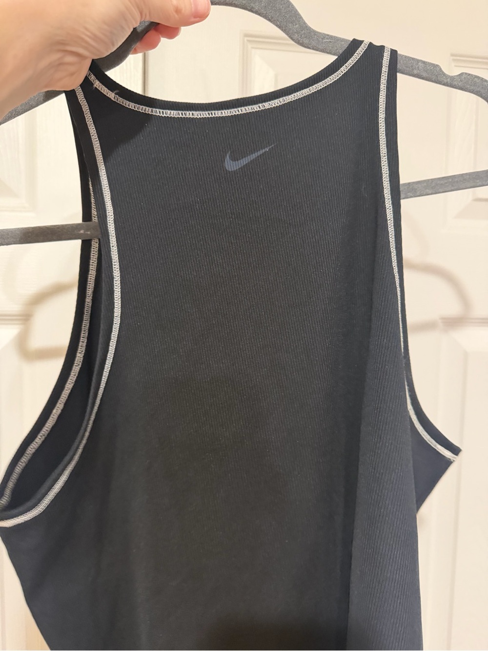 Nike Black Ribbed Athletic Tank with Contrast Stitching